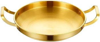 MBBITL Paella Pan Gold Stainless Steel Skillet Pan 11 inch 28cm Dinner Server Pan Restaurant