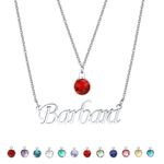 VNOX Personalized Name Necklace for Women - Single layer/Double layer/Birthstone/Birthday Flower Name Necklace Customized Gift for Your Loved Ones (Birthstone-2 Pcs（Gold/Silver）)