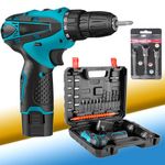 MLD 12v Cordless Screwdriver Cum Drill Accessories tool kit Set Reversible machine With combo 3 pcs Socket Adapter SUK-01946 (10 mm/12v/750 Rpm//Multicolor/Plastic) (Cordless_kits+3pcs adapter)