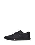 Tommy Hilfiger Men’s Low Top Leather Trainers, Black (Black), 10,5