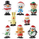 EDWINENE Christmas Wind Up Toys for Kids & Adult,8 pcs Clockwork Walking Jumping Christmas Toy for Stocking Filler and Party Bag Filler
