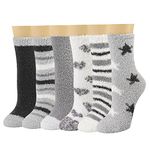 HIALTODAY Bed Fluffy Socks for Womens and Girls, 6 Pairs Winter Warm Cosy Socks Ladies Fleece Comfy Thermal Fuzzy Socks for Casual Home Sleeping