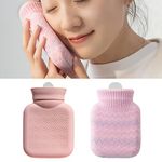 Hot Water Bottle 2 Pack, Kids Hot Water Bottle with Cover UK, Microwave Hot Water Bottles, Hot Water Bag for Hot and Cold Compress, Hand Feet Warmer, Neck and Shoulder Pain Relief