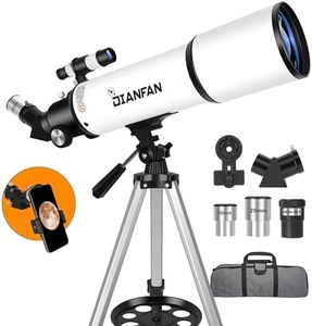 Dianfan Telescope,80mm Aperture 600mm Telescopes for Adults Astronomy,Fully Mult-Coated High Powered Refracting Telescope for Kids Beginners,Professional Telescopes with Tripod,Phone Adapter and Bag