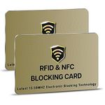 SaiTech IT 2 Pack RFID Blocking Cards One Card Protects Entire Wallet Purse for Men & Women,NFC Contactless Bank Debit Credit Card Protector ID ATM Guard Card – Golden