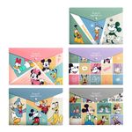 FASHION YO 5PCS Plastic Wallets A4, 5 Different Designs Plastic Folders Stitch Popper Folder with Snap Closure, Lightweight Wallets for Document Office School Organization for Kids Adults (Mickey)