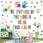 DECOWALL DS-8050 Handprint Quotes Wall Stickers kids decal nursery decor peel and stick removable alphabet art girl room quotes motivational playroom boy rainbow circle colorful classroom