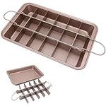 Non-Stick Brownie Baking Pan with Dividers, Brownie Pan, Brownie Cutter,Brownie Tray,18 Pre-Slice Brownie Baking Tray, Muffin and Cupcake Pan for Oven Baking, Brownie Bites - 12 X 8 X 2 Inches