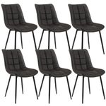 WOLTU Dining Chairs Set of 6 pcs Kitchen Counter Chairs Lounge Leisure Living Room Corner Chairs Anthracite Faux Leather Reception Chairs with Backrest and Padded Seat