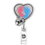 ANDGING Heart RN Nurse Badge Reel Holder Labor and Delivery Nicu Badge Reels Retractable for Nurses Badge Clip RN LVN CNA LPN Nursing Student, Name Card Badge Holder with Alligator Clip