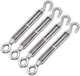 AOKOLL 3/8 Inch Turnbuckle Hook & Eye M10 Turnbuckles for Wire Rope Tension, 304 Stainless Steel (M10)