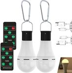 LOTOFIT Rechargeable Light Bulb with Remote Timer, 4 Light Modes, Portable LED Tent Lights LED Camping Tent Lantern Bulb for Camping Hiking Backpacking Fishing Hurricane Emergency, 2 Pack