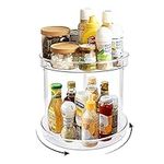 FYY 2 Tier Lazy Susan Turntable Cabinet Organizer Spice Organizer, Rotating Kitchen Cupboard Organizer, Storage Rack for Kitchen,Fridge and Bathroom, Makeup Holder Cosmetic Storage and Organzier Clear