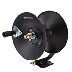 Amazon Basics Retractable Air Hose Reel - Fits 3/8-Inch by 50-Feet Air Hoses (Not Included) Max 300PSI, Air Compressor Hose Reel, Black