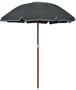 vidaXL Parasol with Steel Pole Portable Outdoor Garden Patio Terrace Balcony Shade Sun Shelter Beach Umbrella Sunshade 180 cm Anthracite