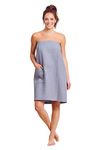 Soft Touch Linen Soft, Lightweight, Comfortable and Adjustable Closure, Quick Dry Waffle Spa/Bath Wraps with Pocket for Women, Grey, XX-Large