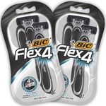 BIC Flex 4 Disposable Men's 4-Blade Razors with Moveable Blades for a Close Shave, Solid Control, Pack of 6