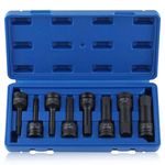 LEONTOOL 8PCS Impact Allen Socket Set, 1/2" Drive Impact Hex Driver Set, Metric H5-H19 Hex Bit Socket Set, Lengthen Allen Key Socket Set, Cr-Mo Steel 1-Piece Construction Impact Adapter, Case Included