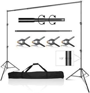 EMART Soporte de Fondo Ajustable 3×3m, Sistema de Soporte de Fondo de Estudio Fotográfico, Soporte de Fondo de Estudio con 4 Abrazaderas y Bolsa de Transporte para Fotografía de Retrato, Vídeo, Boda