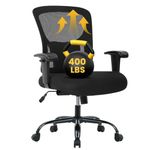 BestOffice Big and Tall 400lb Office Chair, Ergonomic Executive Desk Chair Rolling Swivel Chair Adjustable Arms Mesh Back Computer Chair with Lumbar Support Task Chair for Women, Men (Black)