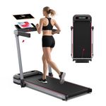 Walden Sports Folding Electric Treadmill with Handle - Foldable Under Desk Walking Pad with 12 Preset Programs - 1-10km/h Running Machine for Home & Office - Remote Control & LCD Screen - Black