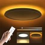 Matane 12in LED Flush Mount Ceiling Light Fixture with Remote Control, Nightlight 2000K Warm, 3000K-6500K Adjustable, Low Profile Ceiling Lights for Bedroom, Kitchen, Living Room, White