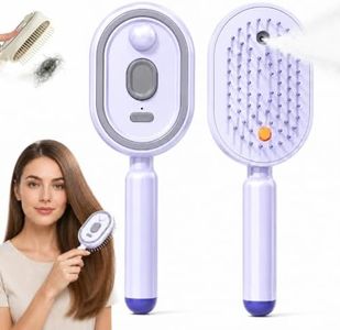 2026 New Electric Steam Brush for Hair, Upgrade Rechargeable 3 in 1 Self Cleaning Hair Brush with Water Spray, Electric Spray Air Cushion Massage Comb for Long Short Hairs Frizz Control (Purple)