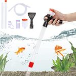 Aquarium Gravel Cleaner Kit, Quick Water Changer Aquarium Cleaning Accessories, Fish Tank Cleaner Kit with Air-Pressing Button, Glass Scraper and Water Flow Controller