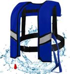Lamppdcor Automatic Inflatable Life Jacket Life Jackets Automatic Inflation 150N Nylon Adjustable Buckle Swim Vest with Reflective Strips (Blue)