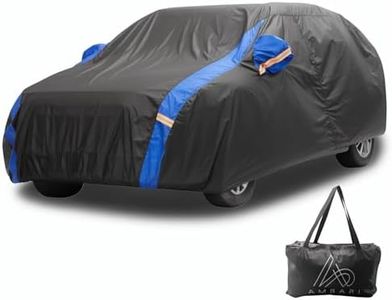 AMBARI Car Cover Waterproof All Weather Outdoor Car Cover Sun Protection Full Exterior Covers, Universal Fit Car Cover for SUV and Sedan 190T Taffeta (Black and Blue, Size B1), SLL-201