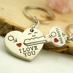 Gemini_mall® "I Love You Heart Key Couple Key Chain Key Ring Keyring Keyfob - Birthday/Valentine's Day/Wedding for Lovers