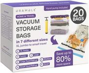 20 Pack Heavy Duty Vacuum Storage Bags Set with Pump, Compression Bags for Duvets, Clothes, Blankets - 2 XL Jumbo | 2 Jumbo | 2 Large | 2 Medium | 6 Small | 2 Travel Roll-up (L) | 4 Travel Roll-up (S)
