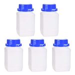 sourcing map Plastic Lab Chemical Reagent Bottle, 500ml/ 16.9 oz Wide Mouth Sample Sealing Liquid/Solid Storage Bottles, Blue 5pcs