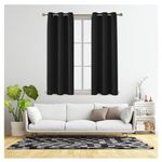 REHAN & CO Blackout Thermal Insulated Curtains & Drapes - Black out Ring Top Eyelet window curtain 2 panels with Tie Backs for Bedroom, Living Room (Black, W66” x L54”)