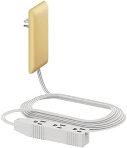 LIDER Flat-Face Outlet Extender with 3 Receptacles, Ultra-Thin Wall Plate Plug with Cord Extender and 3-Outlet Power Strip, 8ft Cord, LWE8-315-GD, 1625W, ETL Listed, Matte Gold, 1-Pack