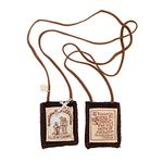 Venerare Catholic Holy Figure Saint Scapular | 100% Wool | Comes with Enrollment Papers (Wool Brown)