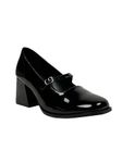 Theater Women Classic Block Heels | Closed Square Toe Mary Jane Comfortable Casual and Formal Shoes Black