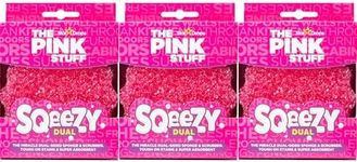 Stardrops – The Pink Stuff – SQeeZY Miracle Dual Sided Scrubber Sponge, Scratch Free Solution for Ultimate Home Cleaning - Perfect for Kitchens, Bathrooms, and Outdoor Use, 3-Pack