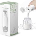 Portable Milk Warmer for Travel, Bottle Warmer for Breastmilk and Formula, Milk Warmer On-The-Go, Large Capacity 12 oz. with LED Temp Control, Wireless for Bottle Feeding (Grey)