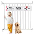 BabyDan Aarhus, 72-78.5 cm, Basic Stair Gate/Baby Gate/Safety Gate, Metal, White, Made in Denmark - (Pet Gate/Dog gate)