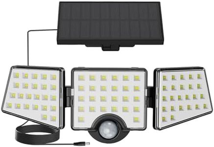 Solar Lights for Outside, Motion Sensor Security Lights, Separate Solar Panel, 3 Adjustable Head, 72 LED 270° Wide Angle, Waterproof Wall Lights for Porch Yard Garage Pathway