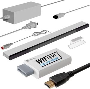 PORTHOLIC 4 in 1 Wii Replacement Cables Set, Wii AC Power Adapter + Wii to hdmi Converter+ Wired Motion Sensor Bar and Composite Audio Video Cable for Nintendo Wii