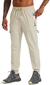 Willit Men's Hiking Joggers Travel Athletic Pants Lightweight Quick Dry Outdoor Running Pants with Zipper Pockets Khaki 3XL