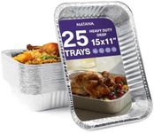 MATANA - 25 Reusable Large Silver Aluminium Foil Roasting Oven Trays (37x27cm/5000ml)