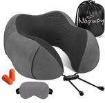 NAPWAY Neck Pillow for Travel, Memory Foam Travel Neck Rest Support Pillow for Sleeping, Travel Pillow for Flights, Train and Car | 360° Neck Rest Support | Washable Cover with Combo