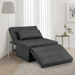 Saemoza Sofa Bed, Ottoman Bed 4 in 1 Multi Function Folding Sleeper Sofa, Breathable Linen Convertible Chair Adjustable Backrest for Living Room/Small Apartment, Deep Grey