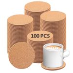 100 pcs Cork Coasters for Drinks, Bulk Blank Coasters DIY Crafts, Non-Slip, Heat-Resistant, Absorbent and Reusable Coffee Coaster for Home Tabletop Decoration