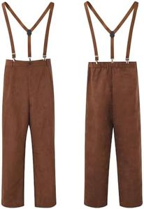 Men's Pioneer Colonial Pants Medieval Peasant Bottoms Halloween Cosplay Trousers With Braces