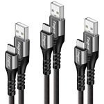 Fasgear USB Type C Charger Cable, 3 Pack 3ft+6ft+10ft Nylon Braided USB Type C Fast Charging Cord Compatible for Samsung S10 S9 S8 S8+ Note 9 Note 10, Oneplus 7 7pro Sony Xperia XZ Huawei P30 (3 Gray)