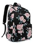 Leaper Girls Fashion Water Resistant Laptop Backpack Floral School Backpack for Women Black